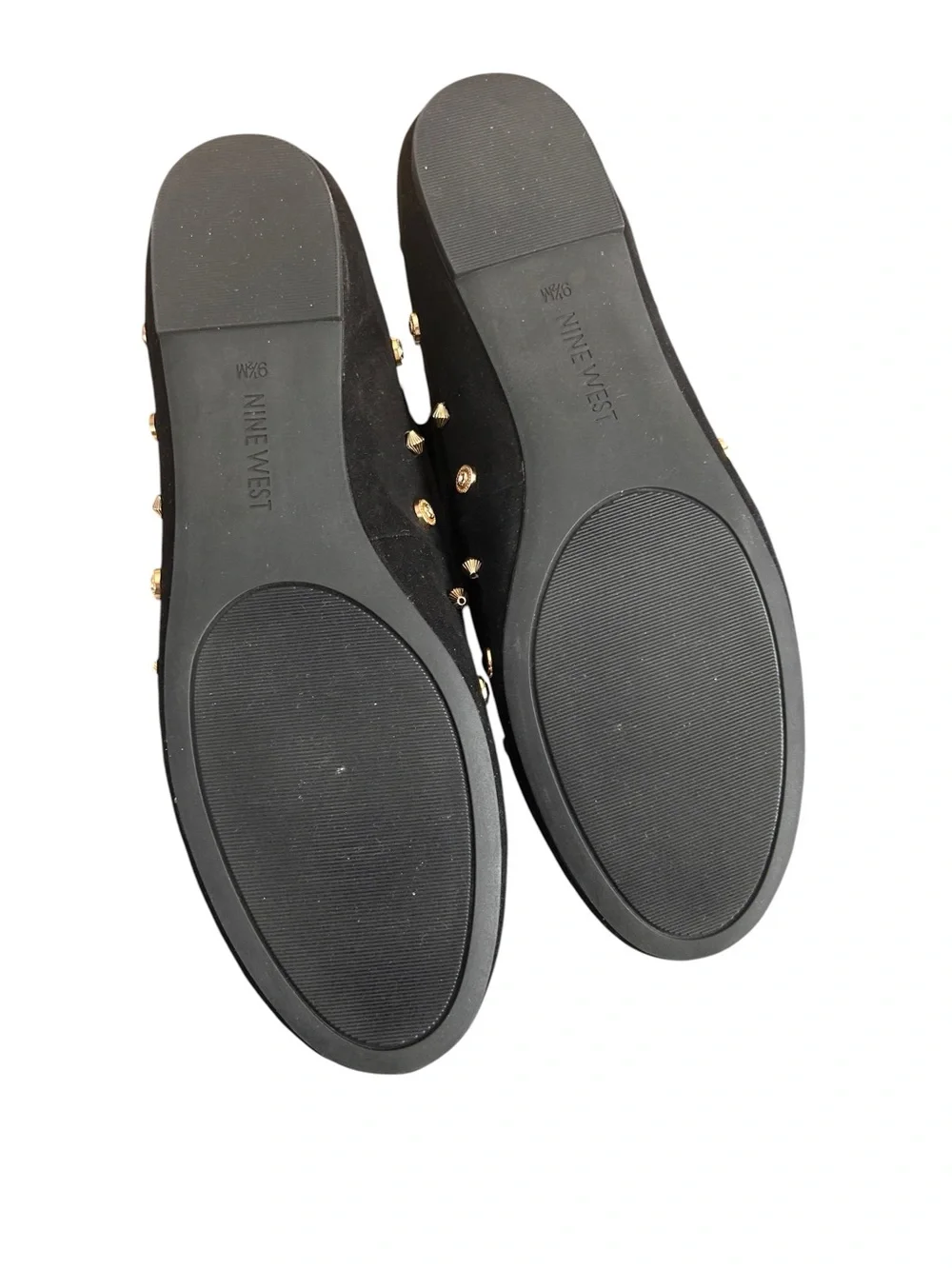Nine West Black Studded Suede-Look Ballet Flats